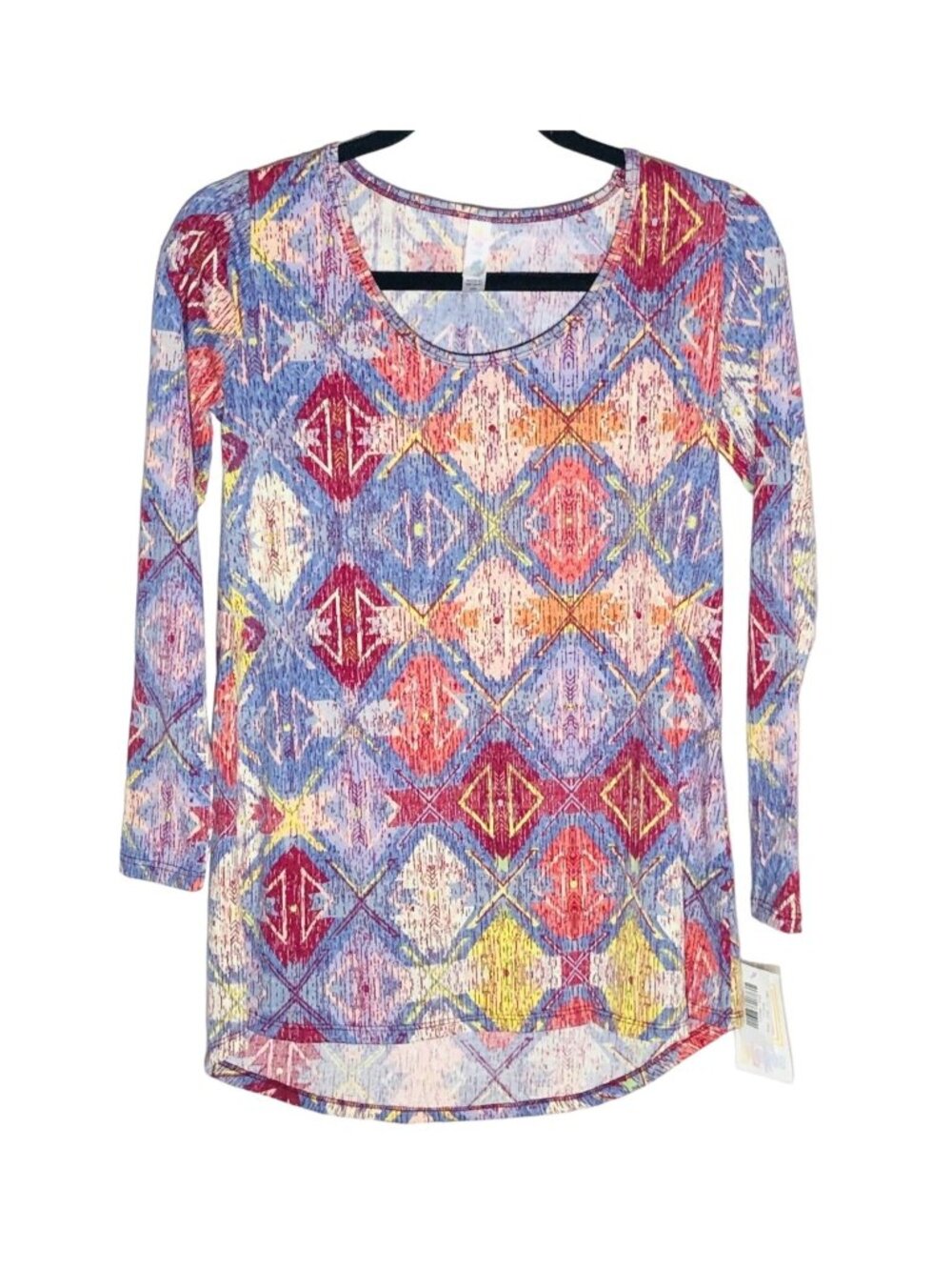 Lula Roe Lynnae Shirt Long Sleeve Multi Colored Geometric XXS READ New With Tags
